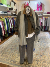 Jeans mit Wollmantel in grau