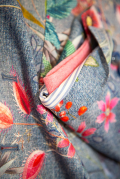 Jeans Blazer mit Blumenstickerei